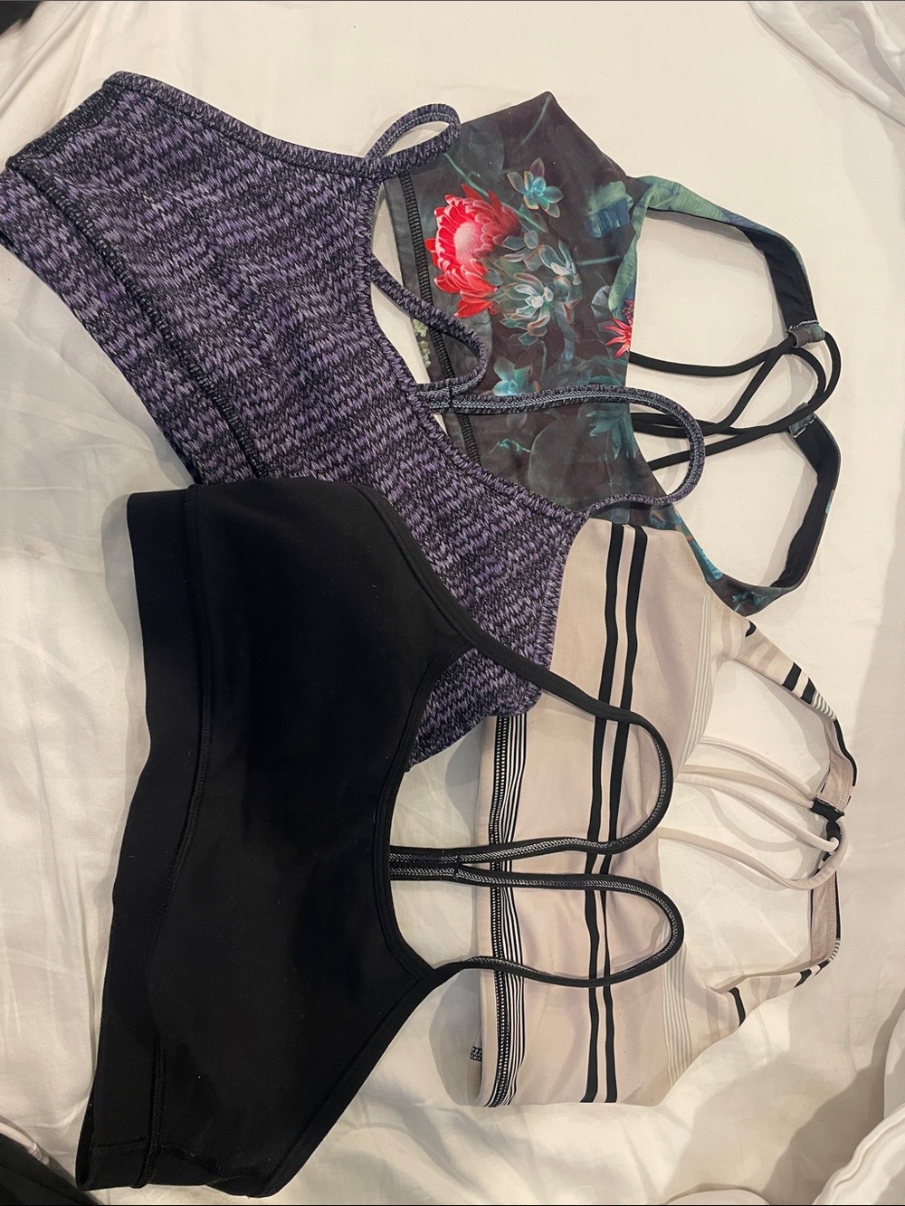 Lot of lululemon athletica Sports Bras  - Black, Purple, Floral, strip. Size 6